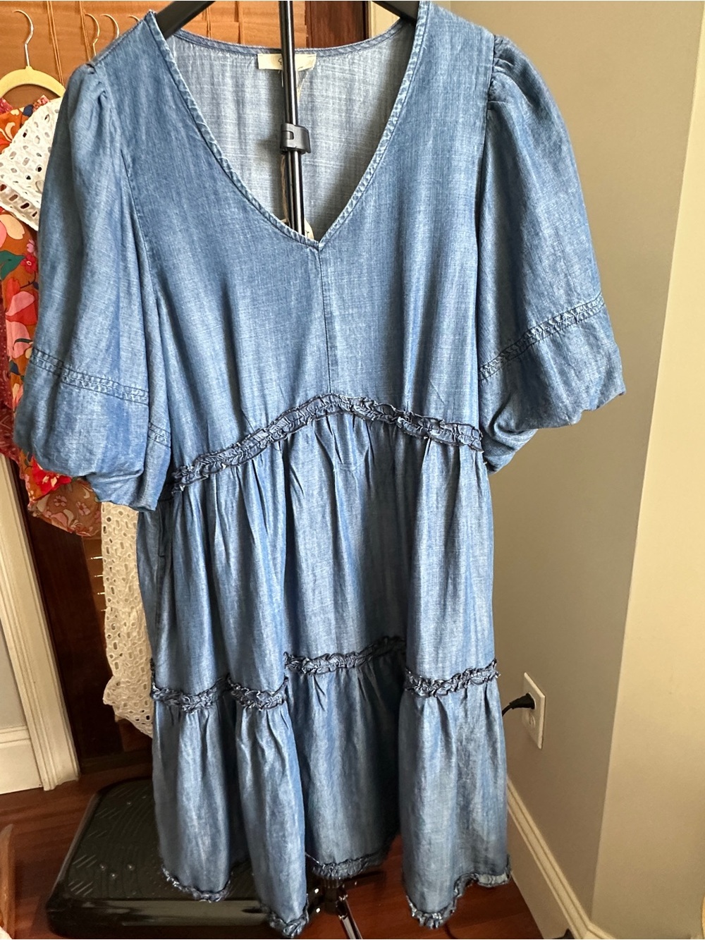 Easel NWT Denim Ruffled Dress